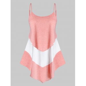 

Plus Size Patchwork Layered Slip Tank Top, Multi