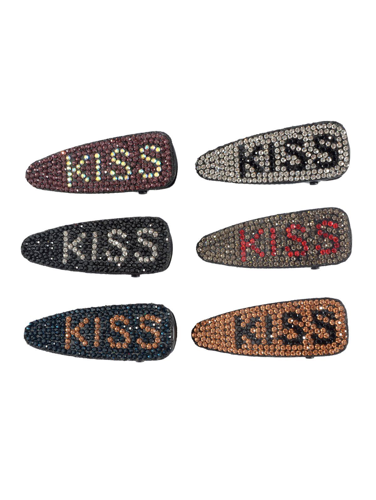 

6Pcs Letter Kiss Rhinestone Hairgrip Set, Multi