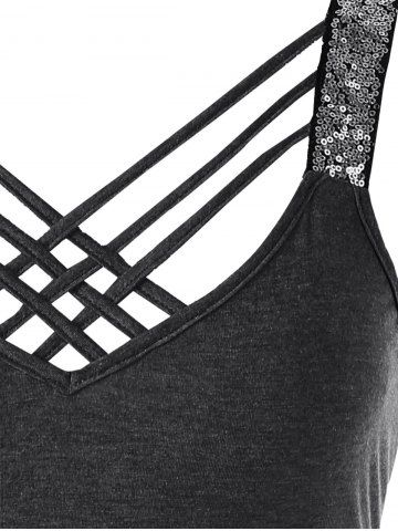 

Plus Size Sequins Strappy Tank Top, Dark slate grey