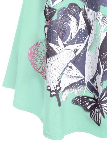 

Plus Size Lace Panel Floral Print Tunic Tank Top, Light slate