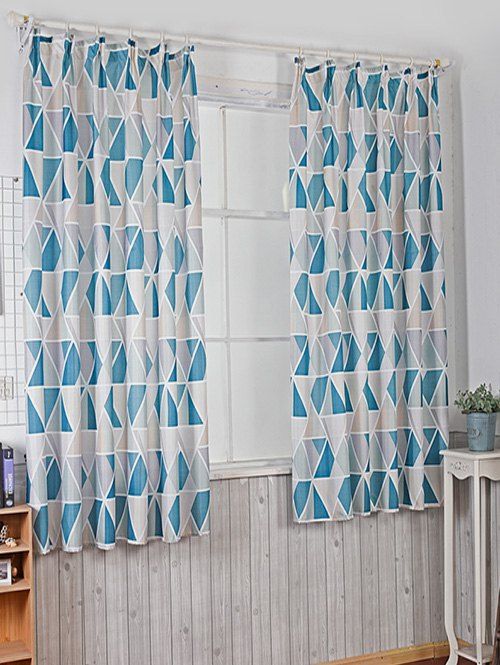 

Geometric Pattern Window Curtains, Blueberry blue