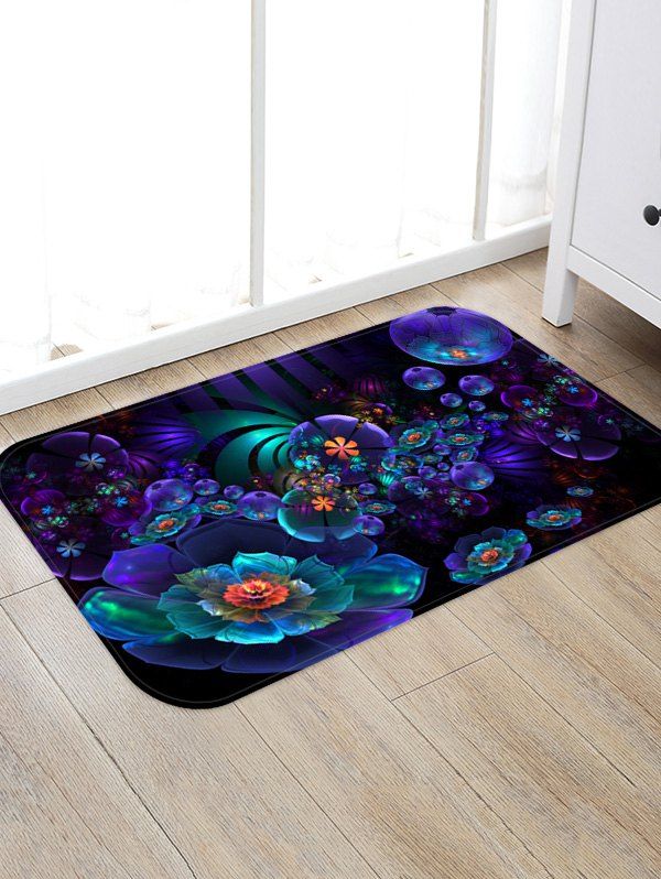 

Flowers Pattern Water Absorption Floor Area Rug, Purple iris