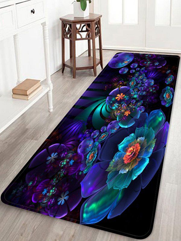 

Flowers Pattern Water Absorption Floor Area Rug, Purple iris