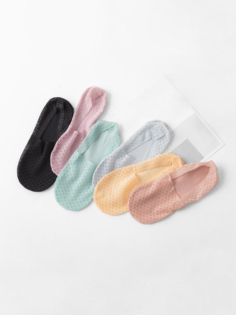 

6Pairs Floral Hollow Lace Invisible Socks Set, Multi-a