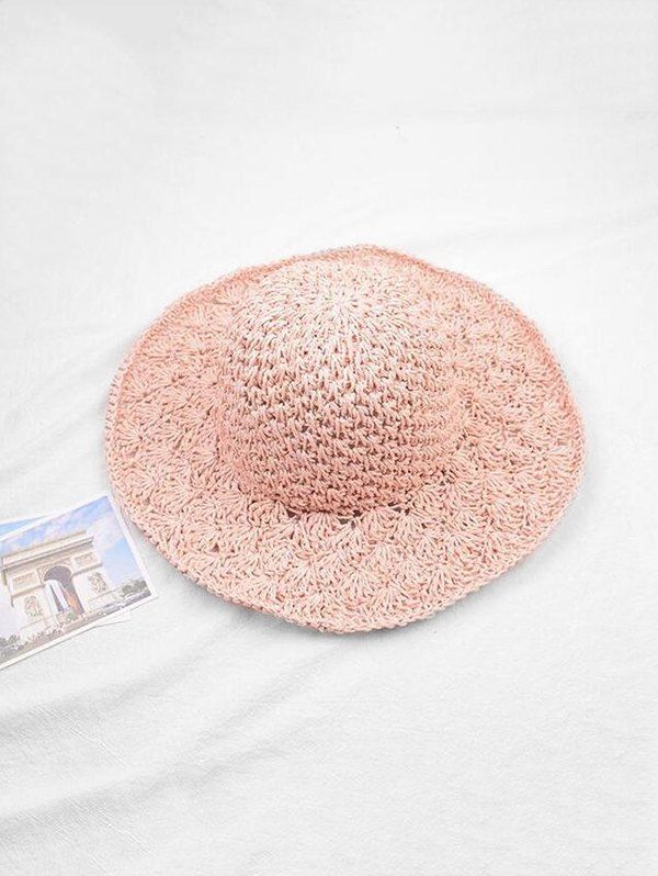 

Outdoor Summer Crochet Straw Hat, Pink