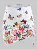 Maillot de Bain Trois-Pièces à Volants Papillon et Fleur Imprimés Grande-Taille - Rouge Vineux L