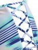 Geometric Print Bowknot Lace Up Tankini Swimsuit -  