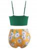 Plus Size Crisscross Daisy Print Bikini Swimwear -  