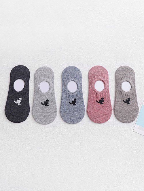

5Pairs Cartoon Kangaroos Pattern Non-slip Invisible Socks, Multi-a