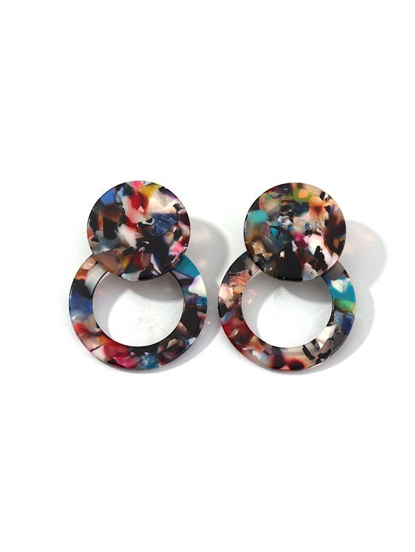 

Geometric Mixed Color Stud Earrings, Multi