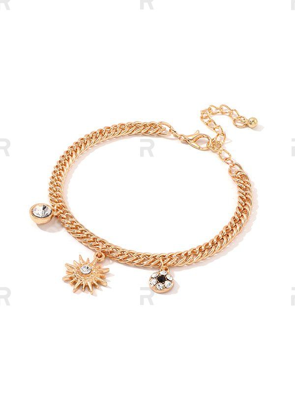 

Rhinestone Sun Shape Charm Bracelet, Gold
