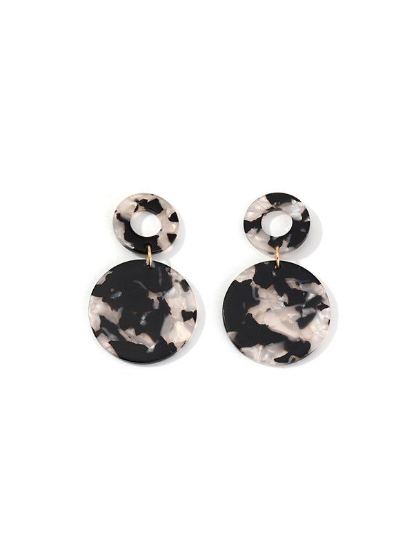 

Marbling Round Drop Earrings, Black