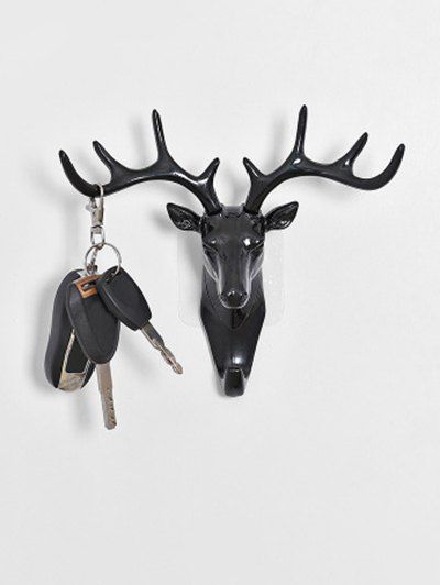 

Wall Decor Deer Head Traceless Hook, Black