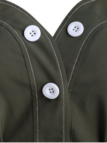 

Belted Button Through Handkerchief Tank Top, Army green