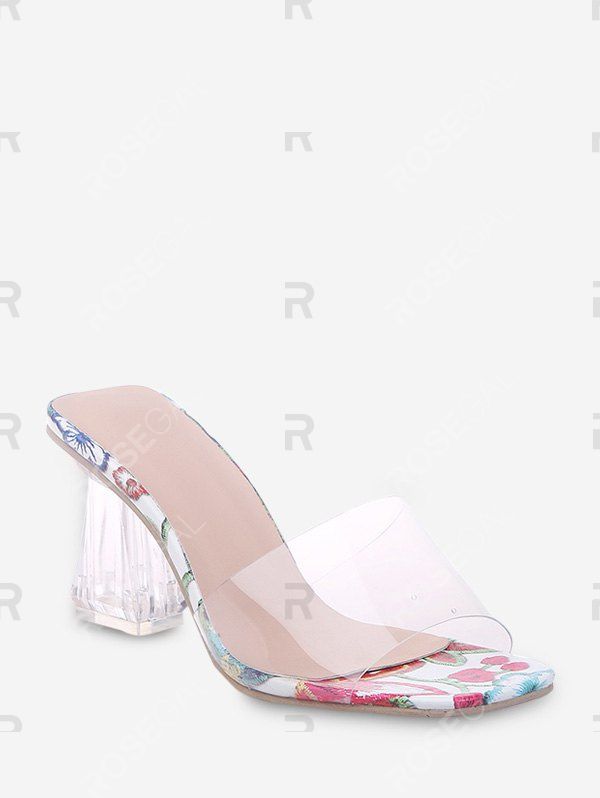 

Floral Print Transparent High Heel Pumps, Chestnut red