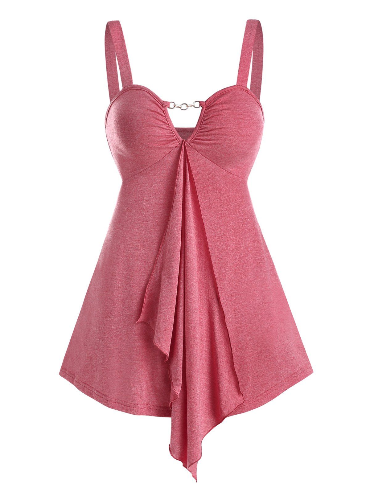 

Chain Detail Cascade Keyhole Tank Top, Cherry red