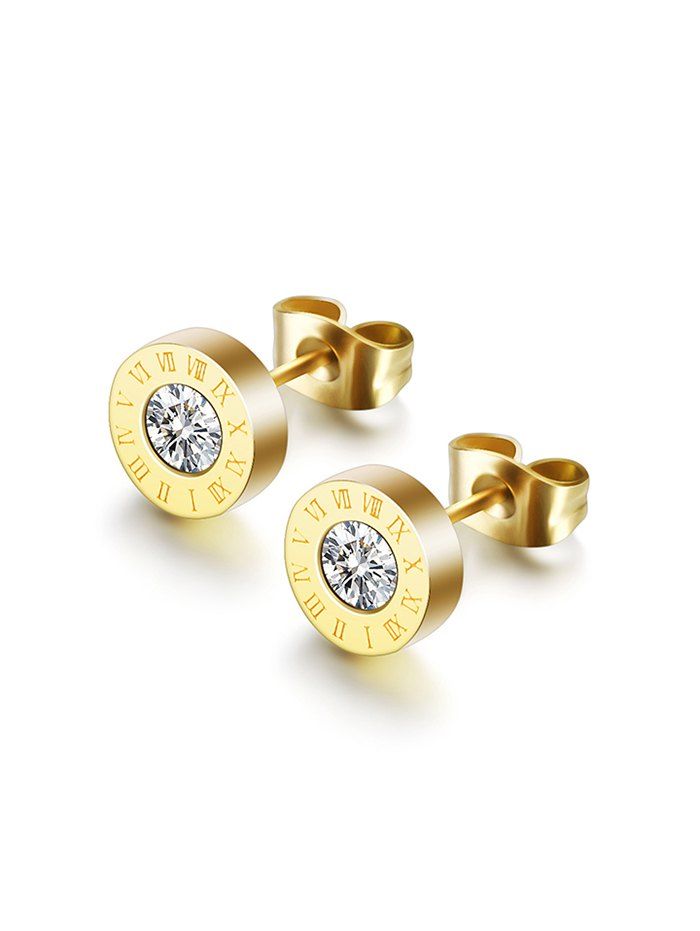 

Rhinestone Decoration Alloy Stud Earrings, Gold