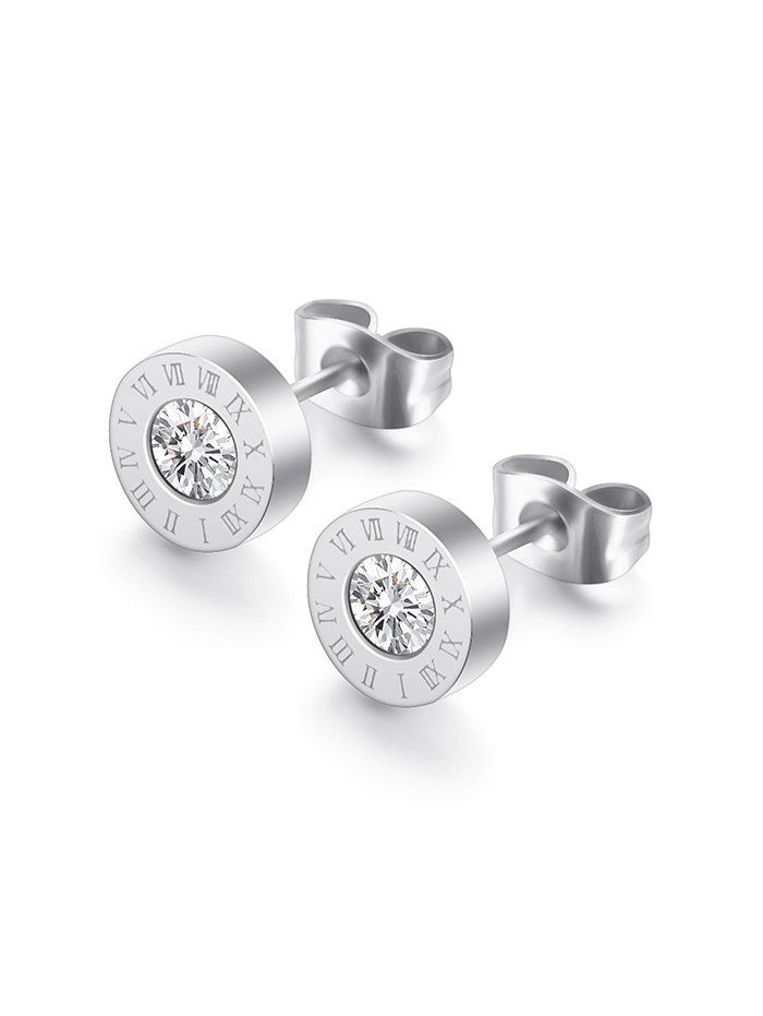 

Rhinestone Decoration Alloy Stud Earrings, Silver