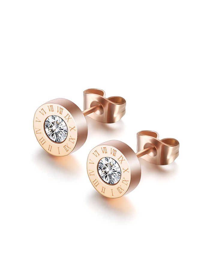 

Rhinestone Decoration Alloy Stud Earrings, Rose gold