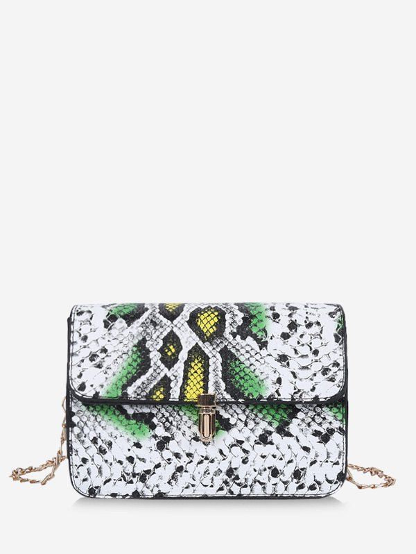 

Snakeskin Pattern Chain Embossed Crossbody Bag, Yellow