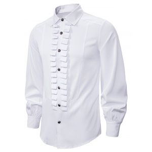 

Front Ruched Button Up Gothic Shirt, White