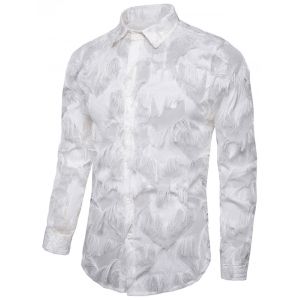 

Star Textured Sheer Button Up Shirt, White