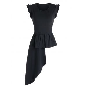 

Asymmetric Peplum Tank Top, Black