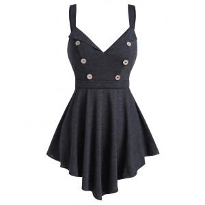 

Button High Waist A Line Tank Top, Dark gray