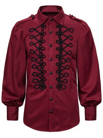 

Lantern Sleeve Button Up Gothic Shirt, Red wine