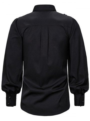 

Lantern Sleeve Button Up Gothic Shirt, Black