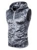 Zip Up Front Pocket Hooded Velvet Vest -  