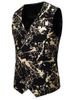 Gliding Splatter Paint Double Breasted Casual Vest -  