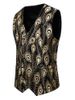 Gilding Peacock Feathers Double Breasted Casual Vest -  