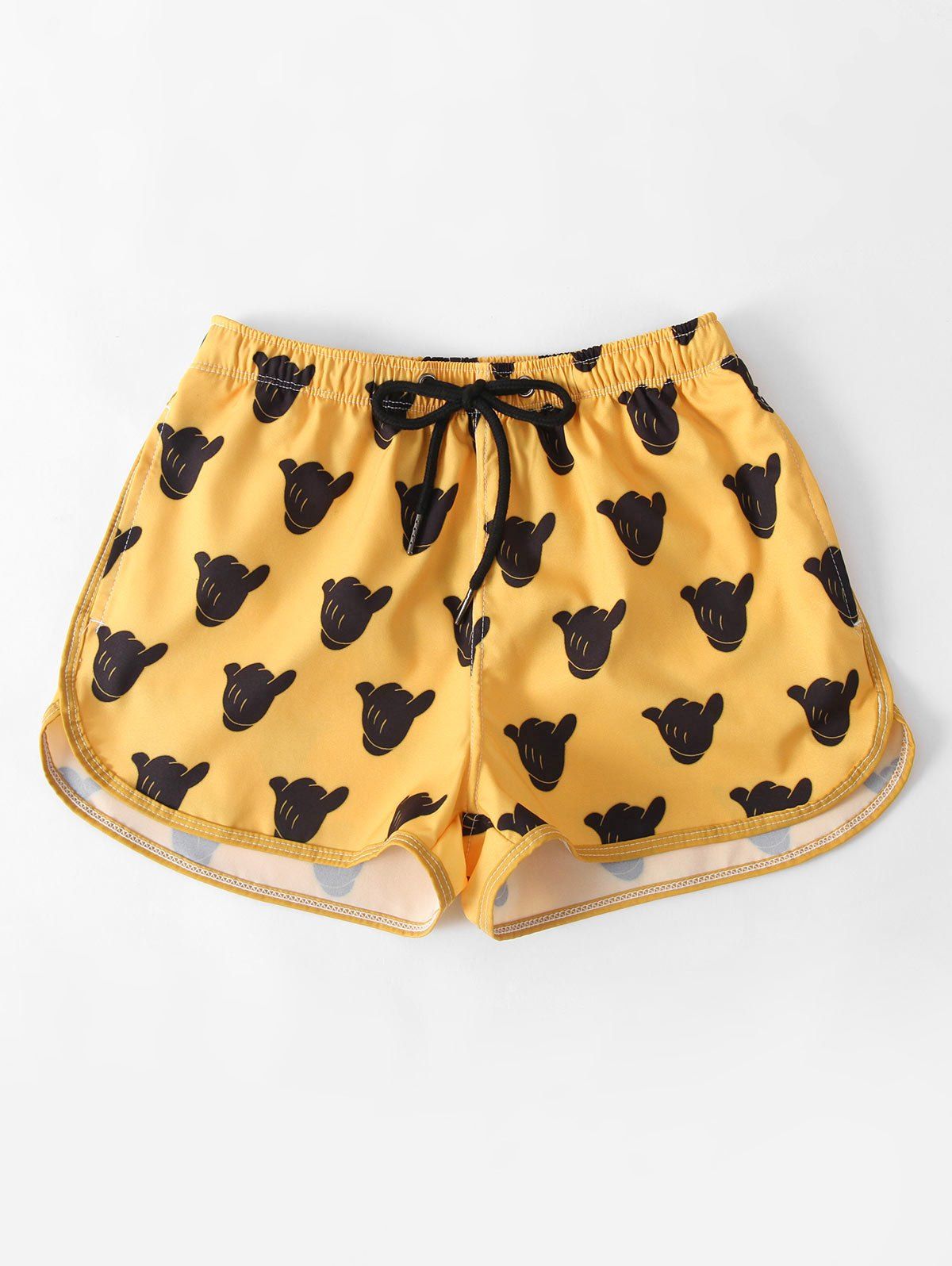 

Gesture Print Slash Pocket Mini Shorts, Yellow