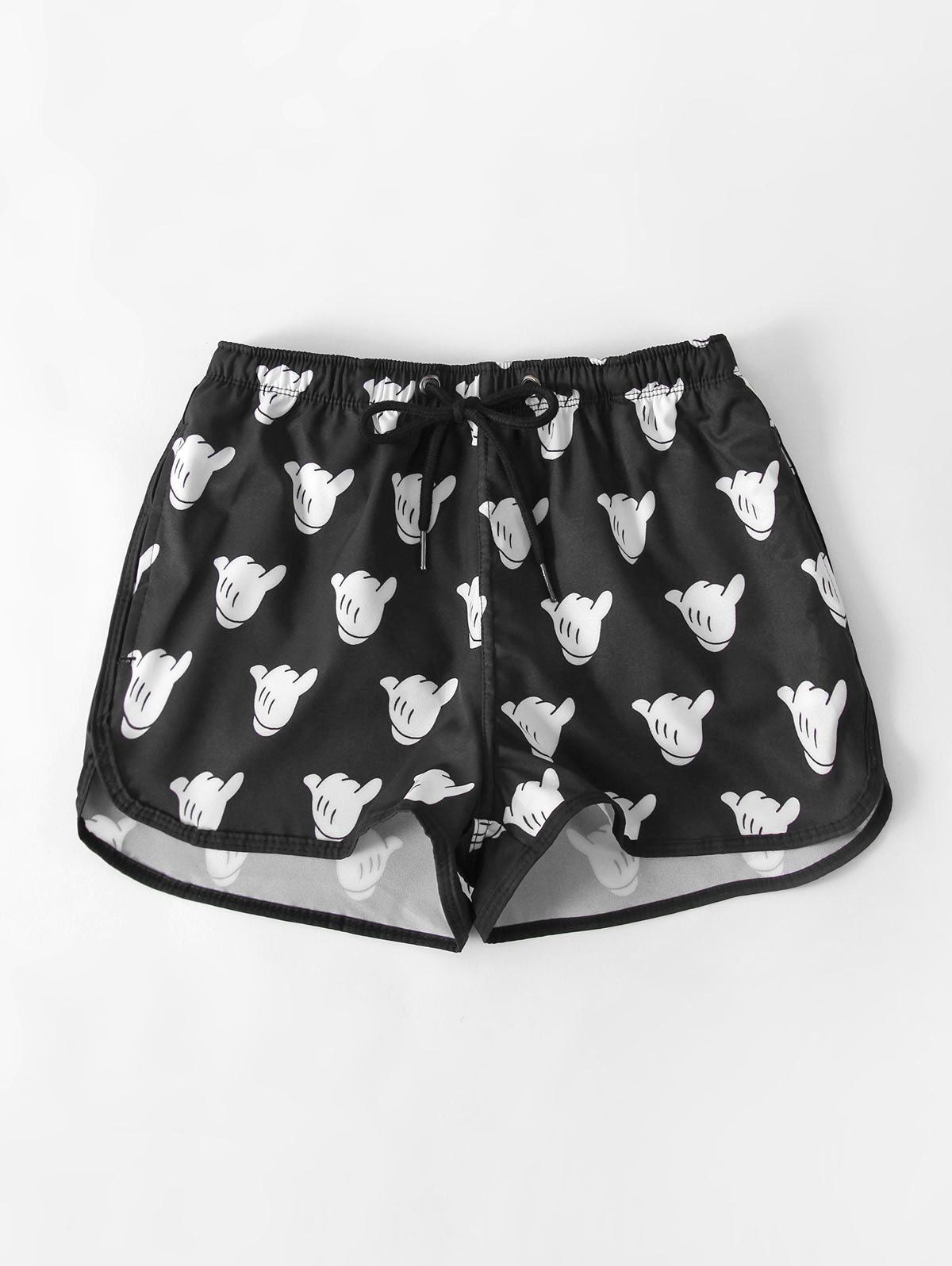

Gesture Print Slash Pocket Mini Shorts, Black