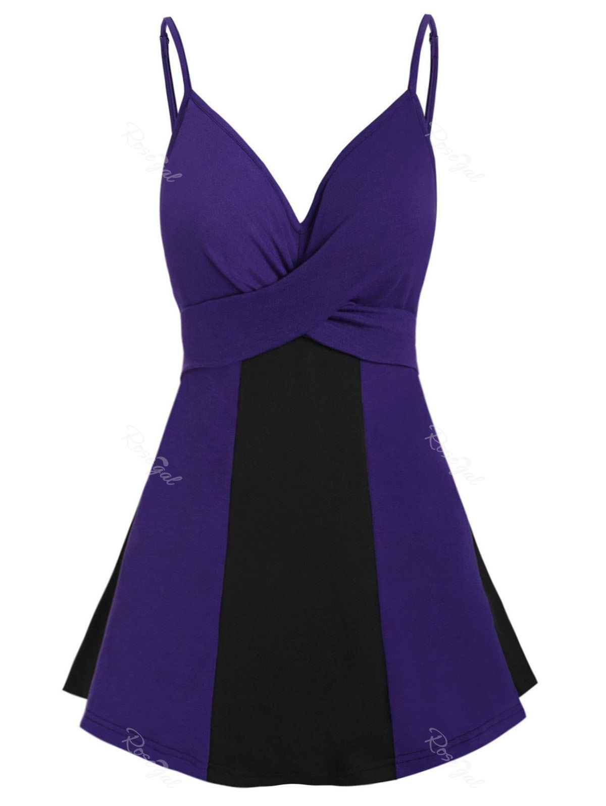

Plus Size Two Tone Crossover Cami Top, Purple amethyst