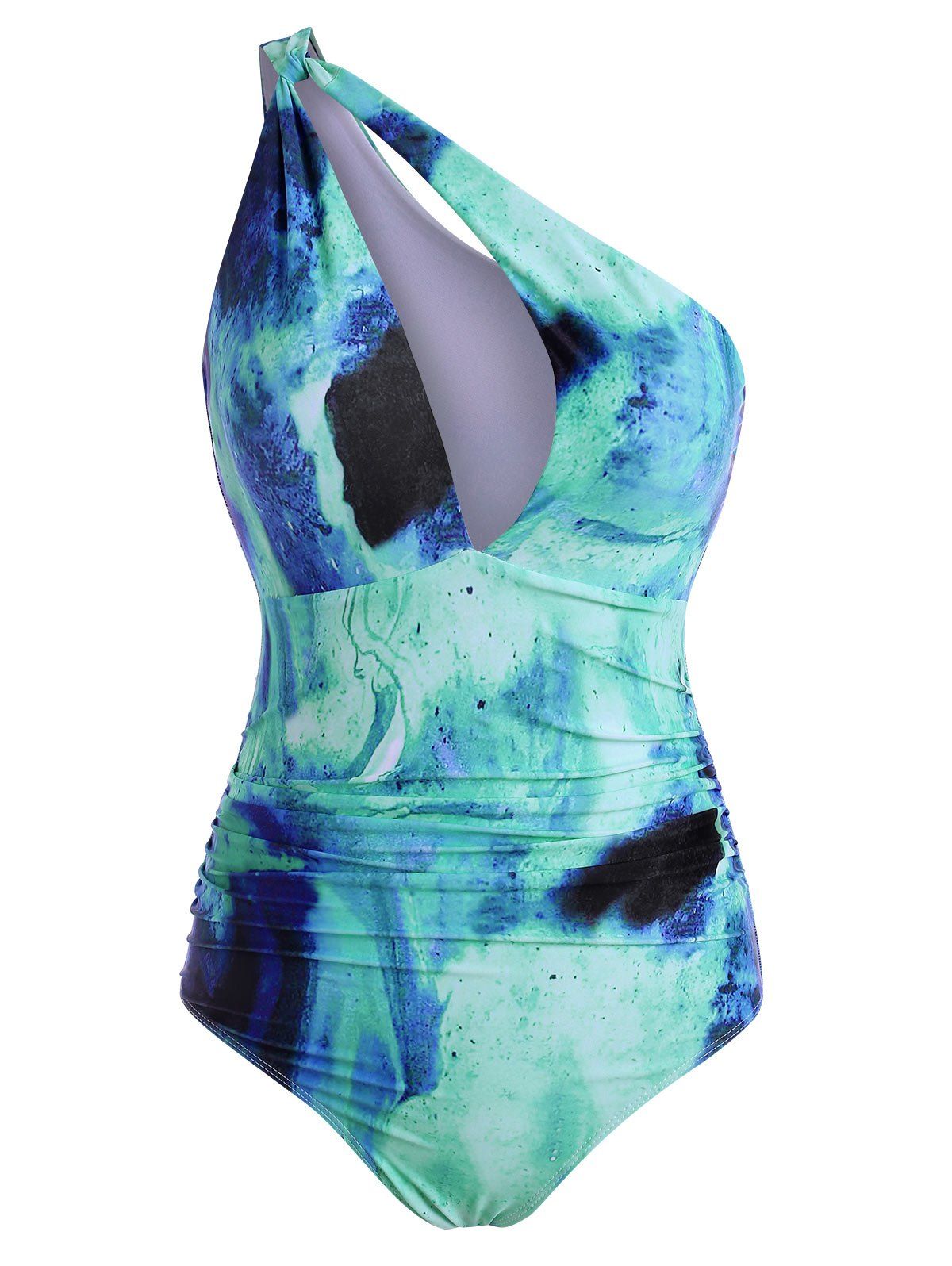 

Tie Dye One Shoulder One-piece Swimsuit, Sky blue