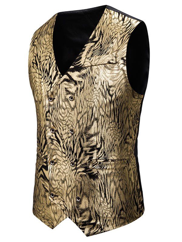 New Gilding Animal Pattern Double Breasted Casual Vest  