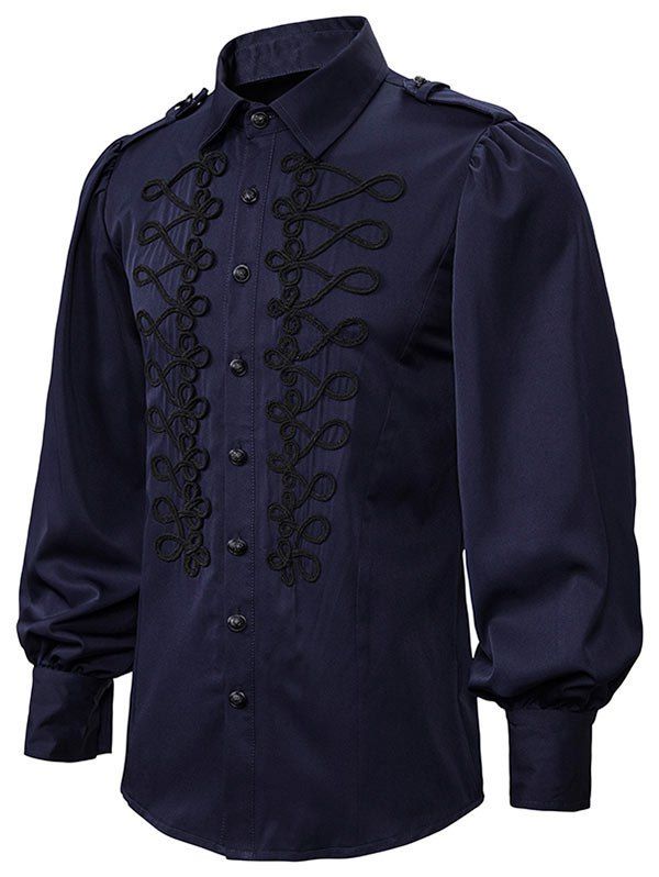 

Lantern Sleeve Button Up Gothic Shirt, Cadetblue