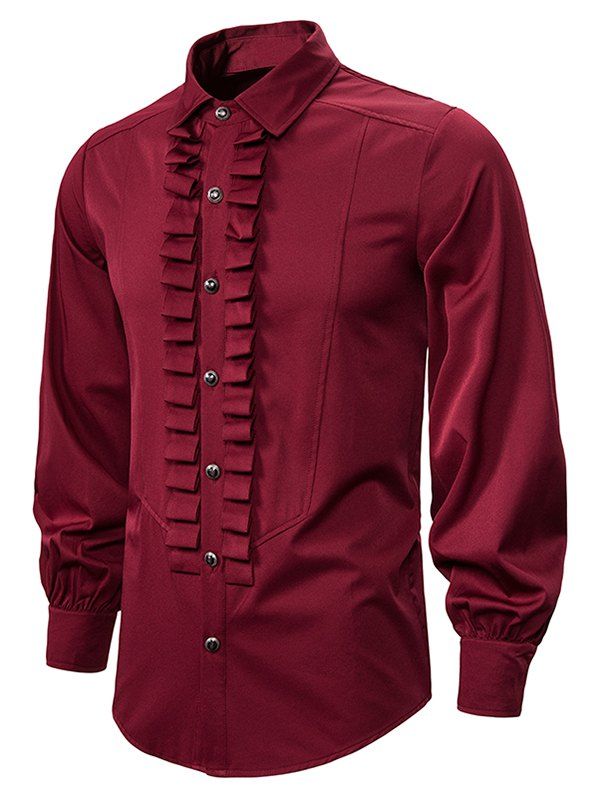 Front Ruched Button Up Gothic Shirt [30 OFF] Rosegal