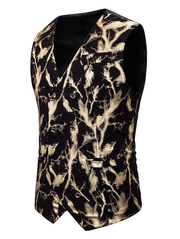 Shops Gliding Lightning Print Double Breasted Casual Vest  