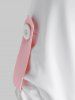 Plus Size Roll Tab Sleeve Ombre Printed Tie Curved Tunic Tee -  