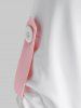 T-shirt Tunique Noué Ombré Imprimé à Manches Roulées de Grande Taille - Rose Pastèque 2X