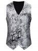Gilding Animal Pattern Double Breasted Casual Vest -  