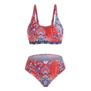 

Floral Criss Cross Bikini Swimwear, Red