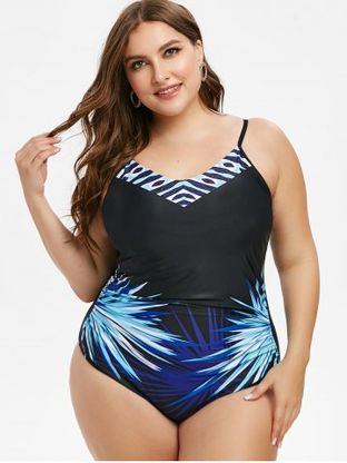 Plus Size Printed One-piece Cami Swimsuit