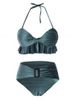 Ruffles Velvet Solid Bikini Set -  