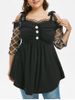 Plus Size Ruffled Tie Shoulder Ribbed T Shirt -  