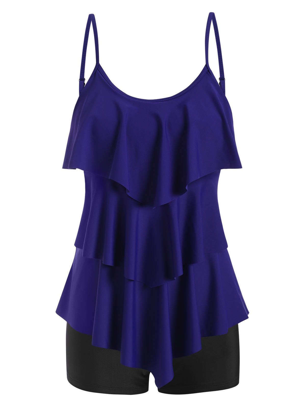 

Layer Flounce Boyshort Tankini Swimwear, Purple iris