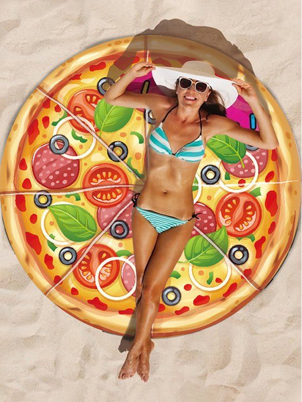 

Pizza Print Round Beach Blanket, Multi